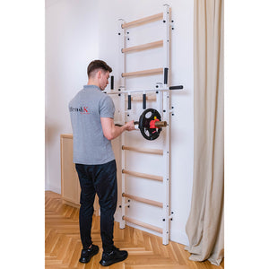 BenchK 731 Swedish Ladder Wall Bars with Steel Pullup Bar White