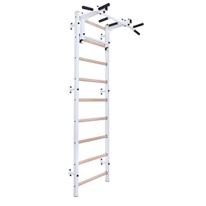 BenchK 731 Swedish Ladder Wall Bars with Steel Pullup Bar White