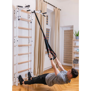 BenchK 731 Swedish Ladder Wall Bars with Steel Pullup Bar White