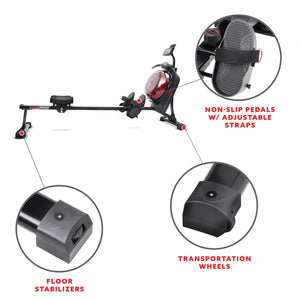 Sunny Hydro + Dual Resistance Smart Magnetic Water Rowing Machine