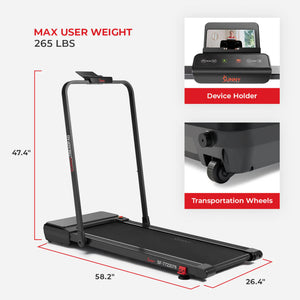 Sunny Pacer Smart Compact Auto Incline Treadpad Treadmill
