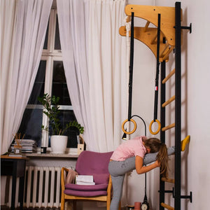 BenchK 211 Swedish Ladder Wall Bars with Gymnastic Accessories Black