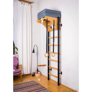 BenchK 211 Swedish Ladder Wall Bars with Gymnastic Accessories Black