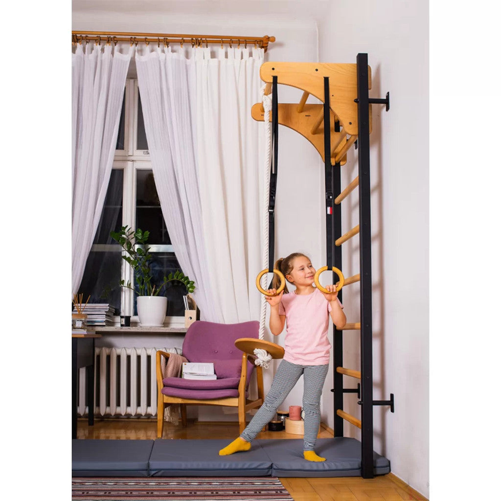 BenchK 211 Swedish Ladder Wall Bars with Gymnastic Accessories Black