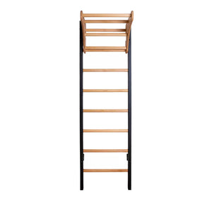 BenchK 211 Swedish Ladder Wall Bars with Wooden Pullup Bar Black