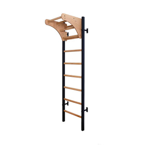 BenchK 211 Swedish Ladder Wall Bars with Wooden Pullup Bar Black