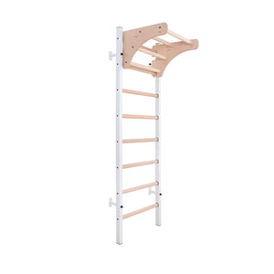 BenchK 211 Swedish Ladder Wall Bars with Wooden Pullup Bar White