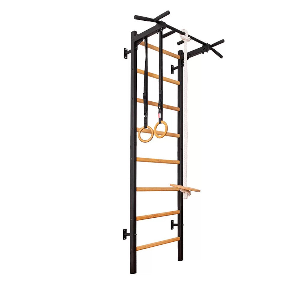 BenchK 221 Swedish Ladder Wall Bars with Gymnastic Accessories Black