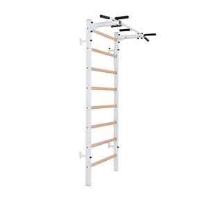 BenchK 221 Swedish Ladder Wall Bars with Steel Pullup Bar White