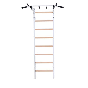 BenchK 221 Swedish Ladder Wall Bars with Steel Pullup Bar White