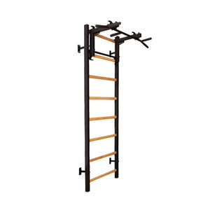 BenchK 231 Swedish Ladder Wall Bars with Pullup Bar & Rack Black