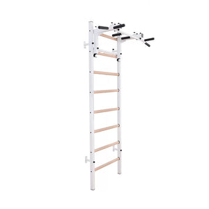 BenchK 231 Swedish Ladder Wall Bars with Pullup Bar & Rack White