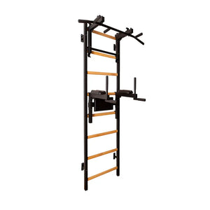 BenchK 232 Swedish Ladder Wall Bars with Pullup & Dip Bar Black