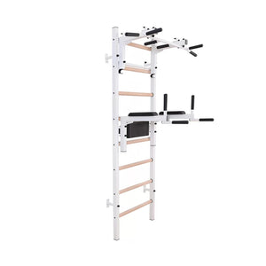 BenchK 232 Swedish Ladder Wall Bars with Pullup & Dip Bar White