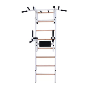 BenchK 232 Swedish Ladder Wall Bars with Pullup & Dip Bar White