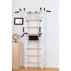 BenchK 232 Swedish Ladder Wall Bars with Pullup & Dip Bar White