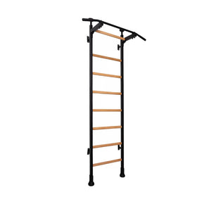 BenchK 521 Swedish Ladder Wall Bars with Steel Pullup Bar Black