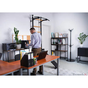 BenchK 521 Swedish Ladder Wall Bars with Steel Pullup Bar Black