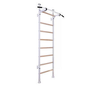 BenchK 521 Swedish Ladder Wall Bars with Steel Pullup Bar White