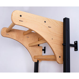 BenchK 711 Swedish Ladder Wall Bars with Wood Pullup Bar Black