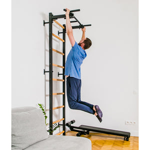 BenchK 721 Swedish Ladder Wall Bars with Gymnastic Accessories Black