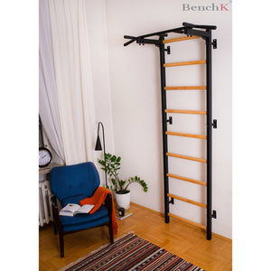 BenchK 721 Swedish Ladder Wall Bars with Steel Pullup Bar