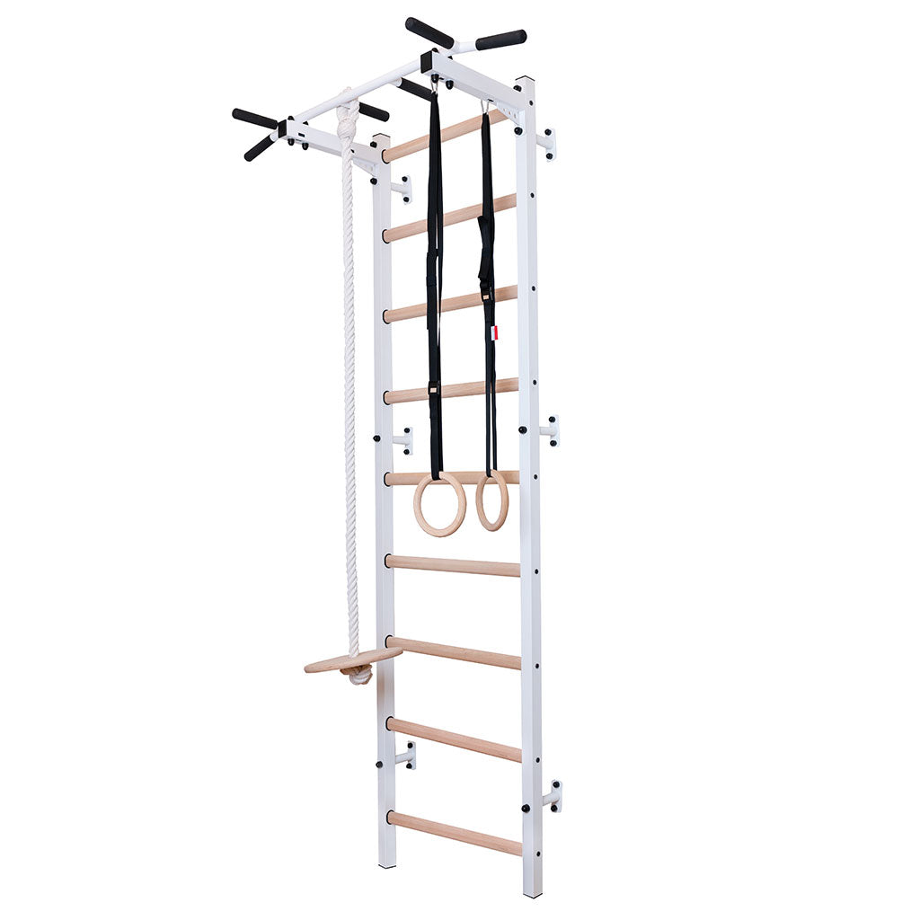 BenchK 721 Swedish Ladder Wall Bars with Gymnastic Accessories White