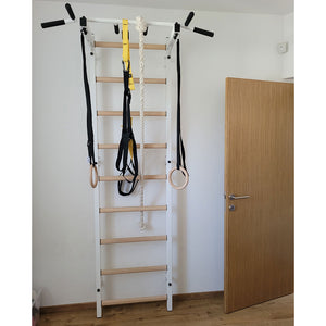 BenchK 721 Swedish Ladder Wall Bars with Gymnastic Accessories White