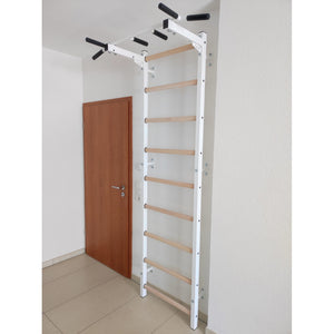 BenchK 721 Swedish Ladder Wall Bars with Steel Pullup Bar