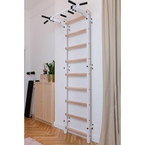 BenchK 721 Swedish Ladder Wall Bars with Steel Pullup Bar