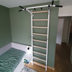 BenchK 721 Swedish Ladder Wall Bars with Steel Pullup Bar