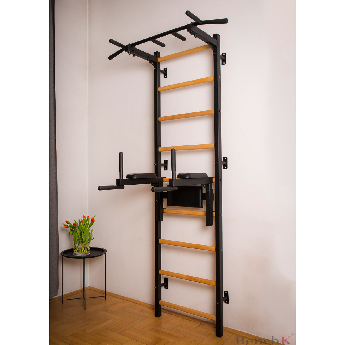 BenchK 722 Swedish Ladder Wall Bars with Dip Bar