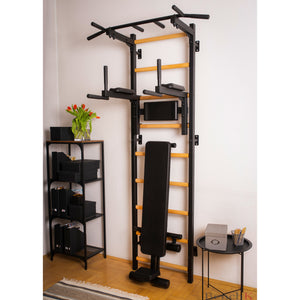 BenchK 723 Swedish Ladder Wall Bars with Dip Bar & Bench