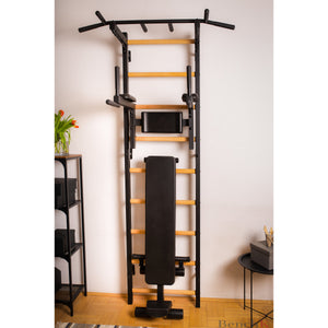 BenchK 723 Swedish Ladder Wall Bars with Dip Bar & Bench