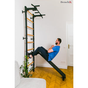 BenchK 723 Swedish Ladder Wall Bars with Dip Bar & Bench