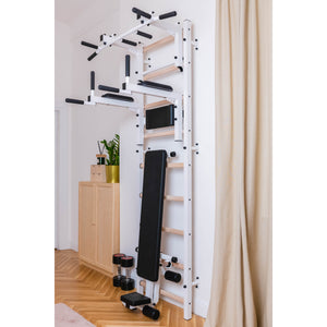 BenchK 723 Swedish Ladder Wall Bars with Dip Bar & Bench