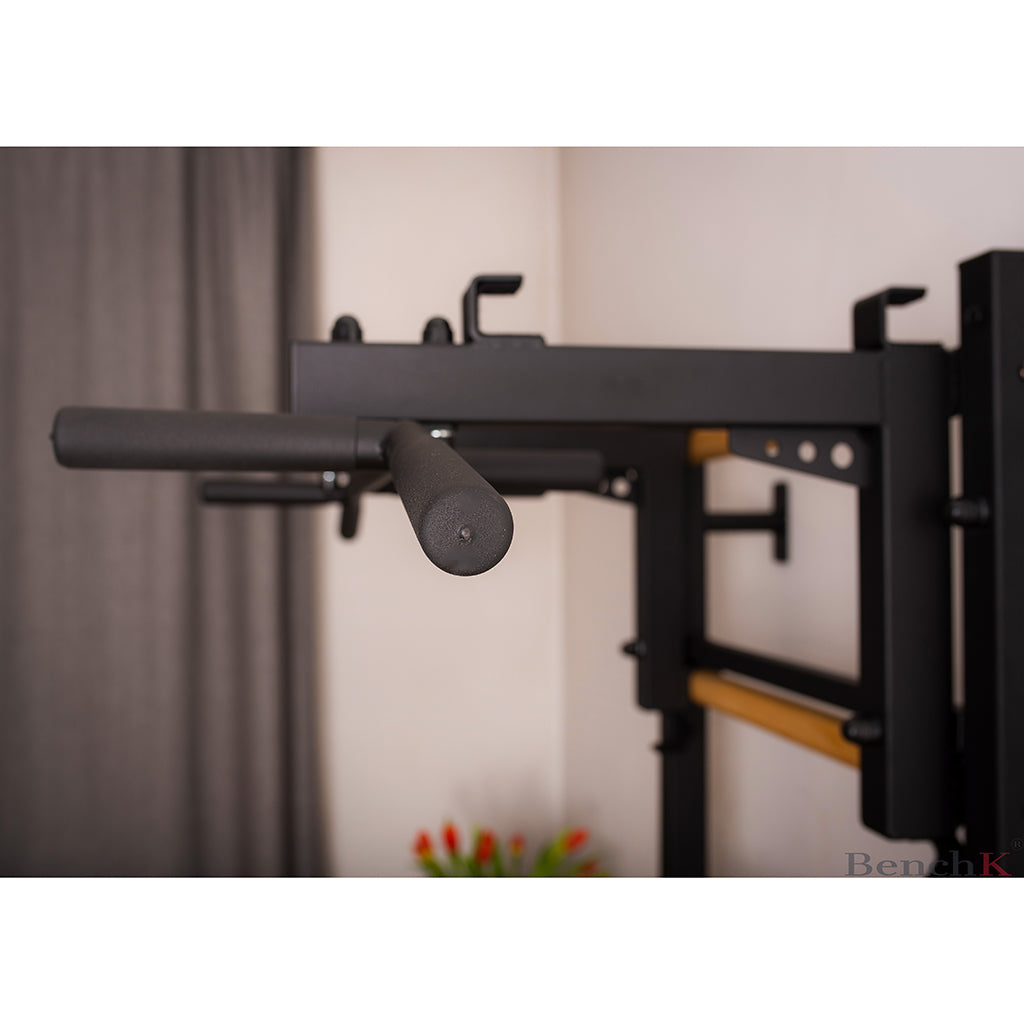 BenchK 731 Swedish Ladder Wall Bars with Steel Pullup Bar Black