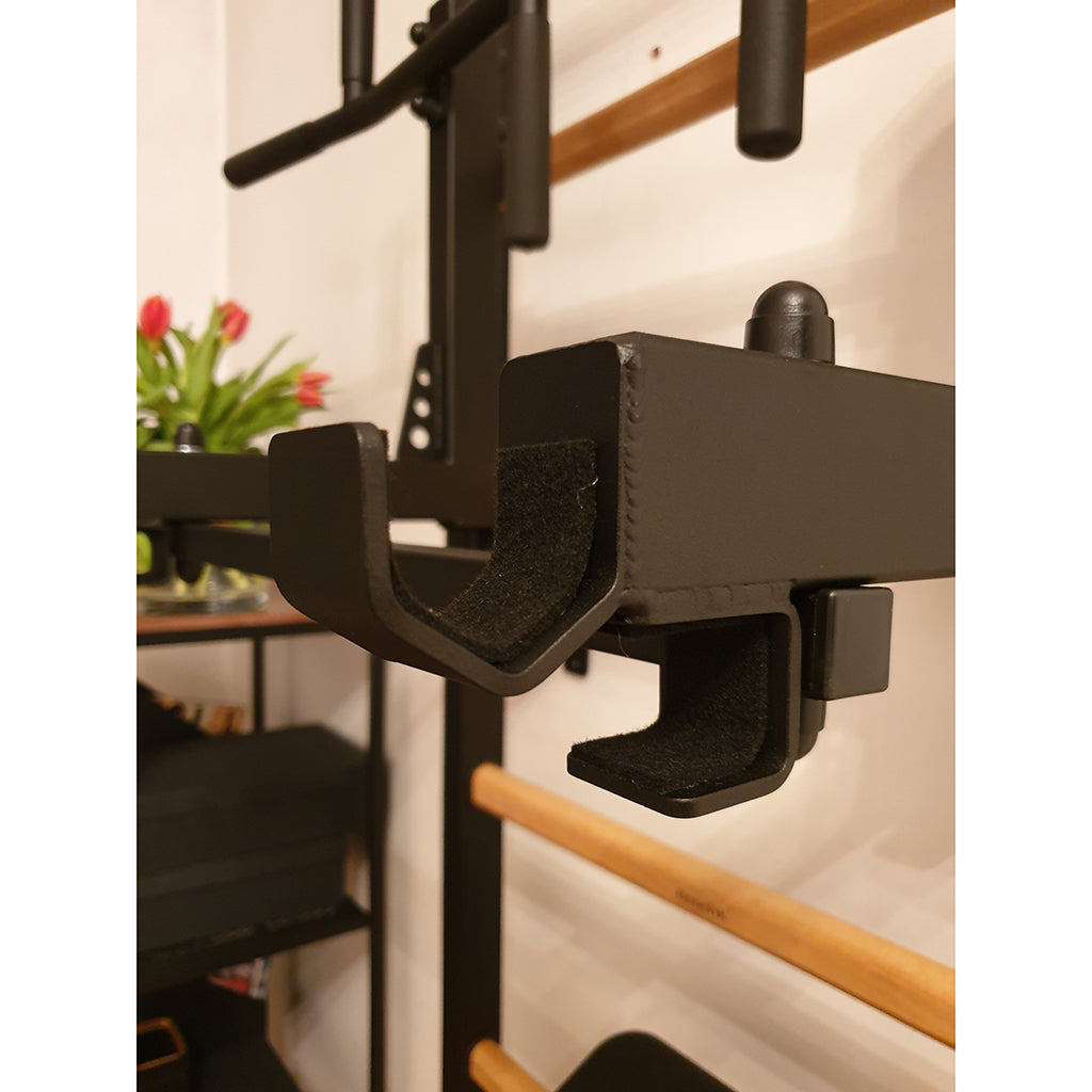 BenchK 731 Swedish Ladder Wall Bars with Steel Pullup Bar Black