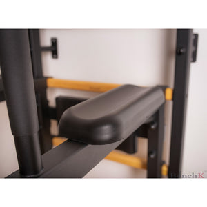 BenchK 732 Swedish Ladder Wall Bars with Steel Pullup Bar & Dip Station Black