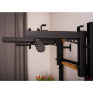 BenchK 732 Swedish Ladder Wall Bars with Steel Pullup Bar & Dip Station Black