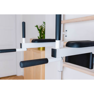 BenchK 733 Swedish Ladder Wall Bars with Workout Bench White