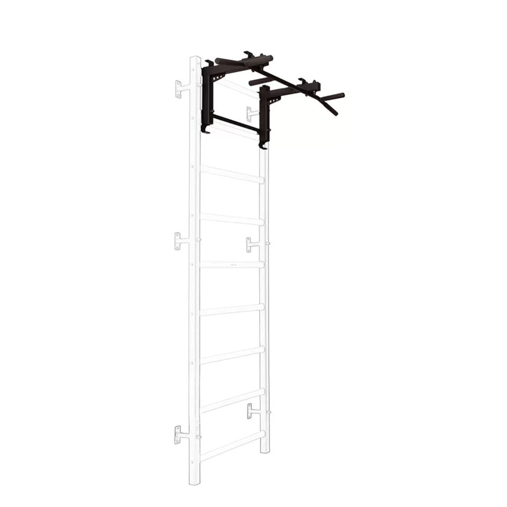 BenchK PB3 Steel 6 Grip Pullup Bar & Barbell Holder Black