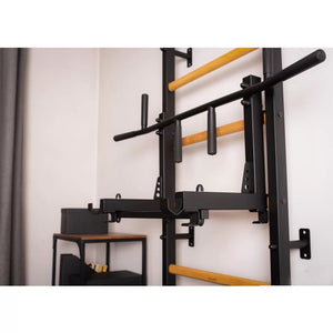 BenchK PB3 Steel 6 Grip Pullup Bar & Barbell Holder Black