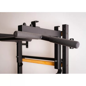 BenchK PB3 Steel 6 Grip Pullup Bar & Barbell Holder Black