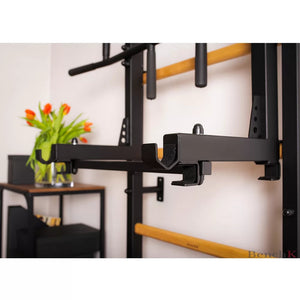 BenchK PB3 Steel 6 Grip Pullup Bar & Barbell Holder Black