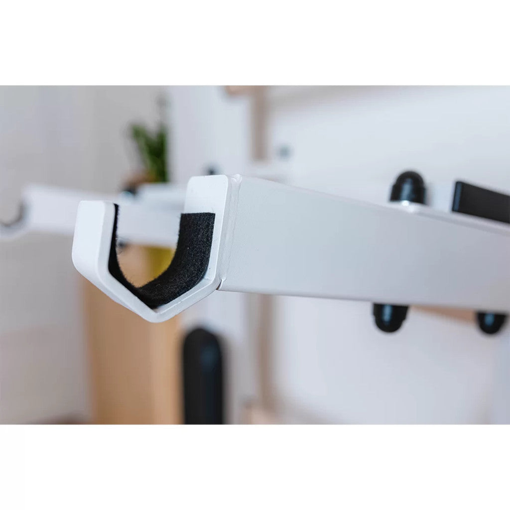 BenchK PB3 Steel 6 Grip Pullup Bar & Barbell Holder White