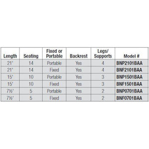 Bison Player Bench with Backrest, Fixed or Portable