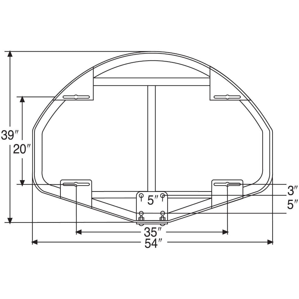 Bison 39" x 54" Extended Life Competition Fan-Shaped Glass Backboard