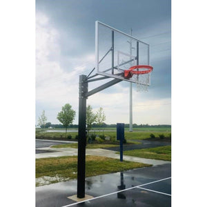 Gared Endurance Steel Playground Basketball System GP104G72: 4' Extension, 42" x 72" Glass Backboard