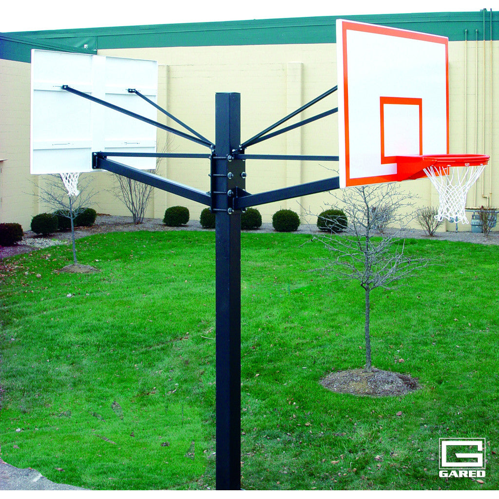 Gared Endurance Double Board Playground Basketball System GP205S60: 5' Extensions, 42" x 60" Steel Backboards